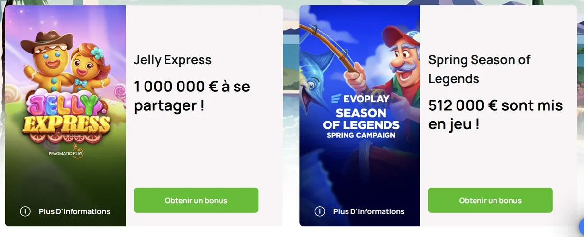 Page des promotions de Millionz Casino